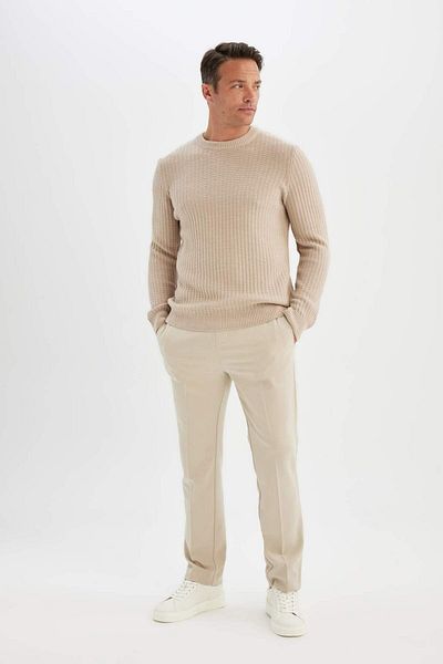 DeFacto Standard-Passform, normaler Schnitt, Rundhalsausschnitt, Jacquard-Strickpullover, A5234ax23wn