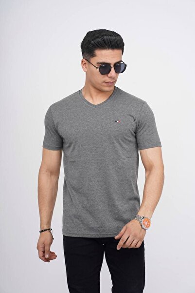 Est Estola Ανδρικό μπλουζάκι από βαμβακερό Lycra Slim Fit με λαιμόκοψη V