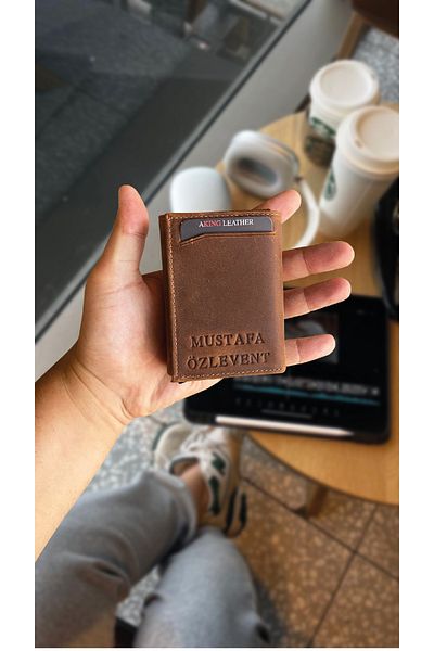 AKING Genuine Leather Mechanical Card Holder+wallet