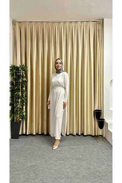 Aranlı tekstil Women's Chiffon Long Jumpsuit Dress - With Mobile Belt