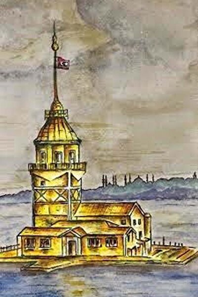 hediyeniburadabul Ξύλινη αφίσα με σχέδιο Πύργου των Κοριτσιών