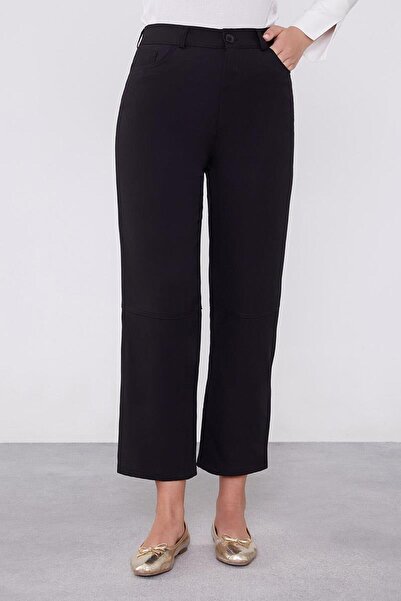 Levidor Black Spliced ​​Design Straight Leg Trousers