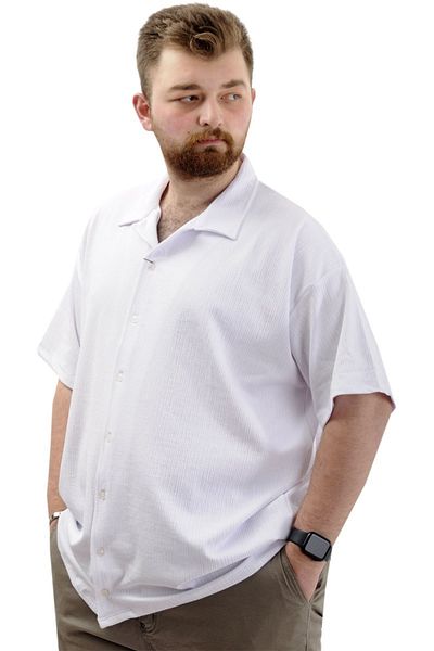 ModeXL Cămașă pentru bărbați - Mode XL, Plus Size, Apas Lapel, JACQUARD U24380 White