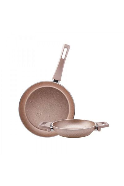 Karaca Biogranit Induktion Pfannen Set 2 Teile Roségold, Bratpfanne und Eierpfannen-Set