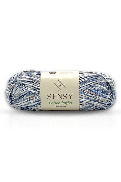 SENSY Premium Softee Raffia - Multicolored Soft Raffia Rope Paper, Rope Marbled and Hand Knitting Rope Hobby Rope Ocean