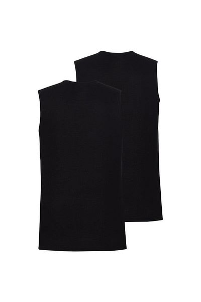 Blackspade V-Neck Black Loose Fit Undershirt - 2-Piece, Zero Sleeve C7T2N2O9