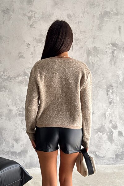 FEMELLE Brown Knitwear Cardigan - Gold Button Detail, Standard Size