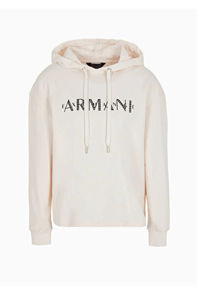 Armani Exchange Kadın Kapüşonlu Sweatshirt-Ekru