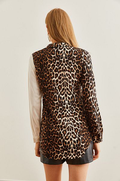 Olalook Ecru viskózová košile - Stone Leopard Block, Dámská, GML- 19001231
