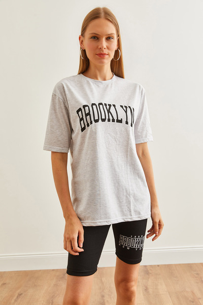 Olalook Gray Printed Women's Tights and T-Shirt Set - TKM- 19000301