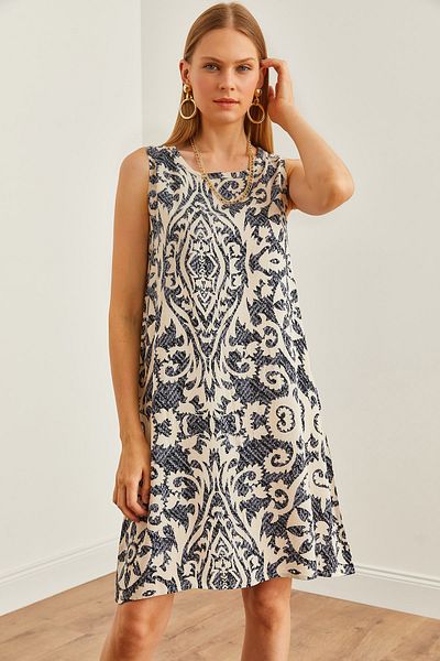 Olalook Ethnic μαύρο φόρεμα βισκόζης μίνι - A Form Pattern, ELB- 19002244