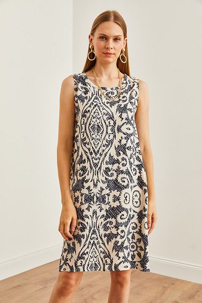 Olalook Ethnic μαύρο φόρεμα βισκόζης μίνι - A Form Pattern, ELB- 19002244