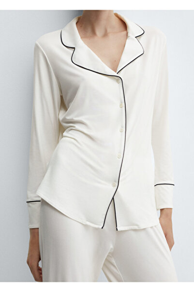 MANGO Woman Dámske biele pyžamové top -67954020