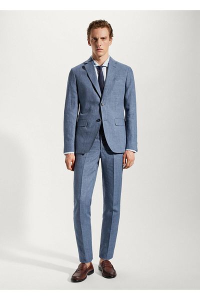 MANGO Ανδρικό παντελόνι Navy Blue -57105606