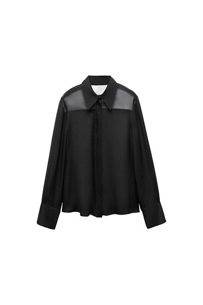 MANGO Cămașă neagră de damă -67028658