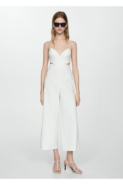 MANGO Woman Women's White Jumpsuit -57078268