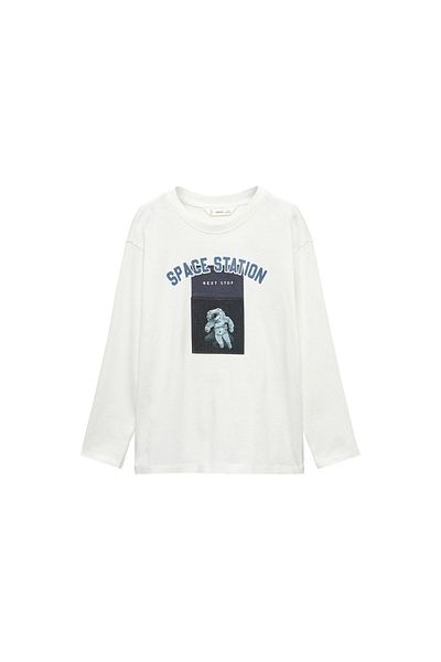 MANGO Woman Chlapecké bílé tričko s dlouhým rukávem - 57057732