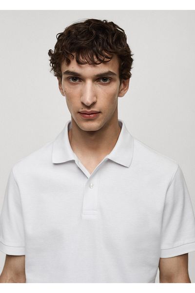 MANGO Ανδρικό μπλουζάκι Polo με λαιμόκοψη -77290584