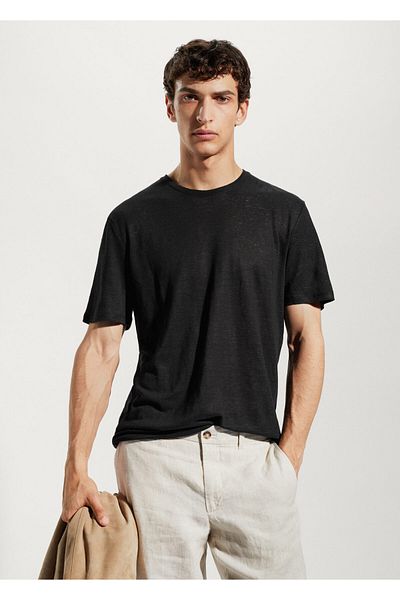 MANGO Ανδρικό μαύρο T-Shirt -57140682