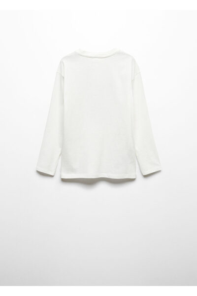 MANGO Woman Αγόρι μακρυμάνικο off white T-shirt - 57057732