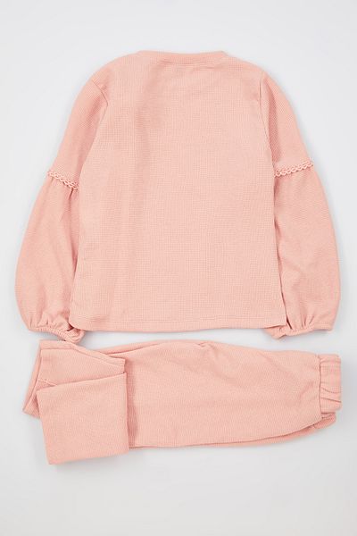 TRENDYOLKIDS Dusty Rose Basic pulóver és tréningruha szett lányoknak - TKDAW25AU00023