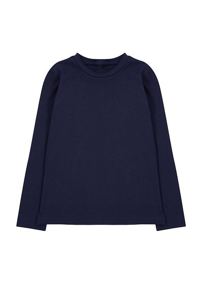 TRENDYOLKIDS Námořnická modrá Plain Basic Crew Neck Bavlněné pletené tričko TKDAW25TS00000