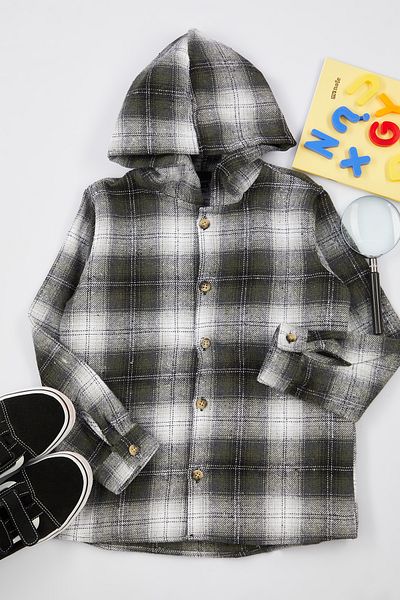TRENDYOLKIDS Fiú khaki favágó ing – szőtt, TKDAW25GO00000