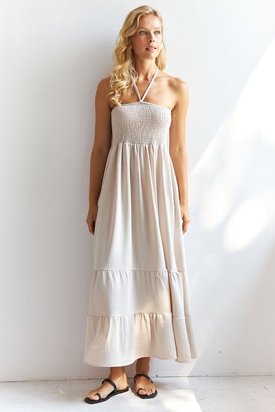 Cool & Sexy Vanilla Midi Women's Dress - Gipeli SF12813