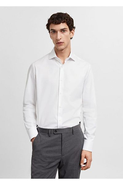 MANGO Man Slim Fit Structured Cotton Shirt