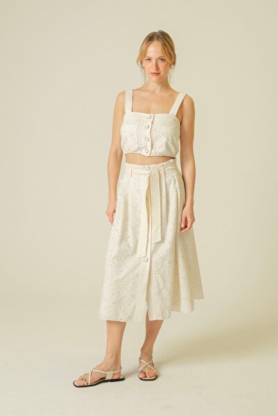 Rue Studio Ecru Strap Bustier - Guipure Detailed