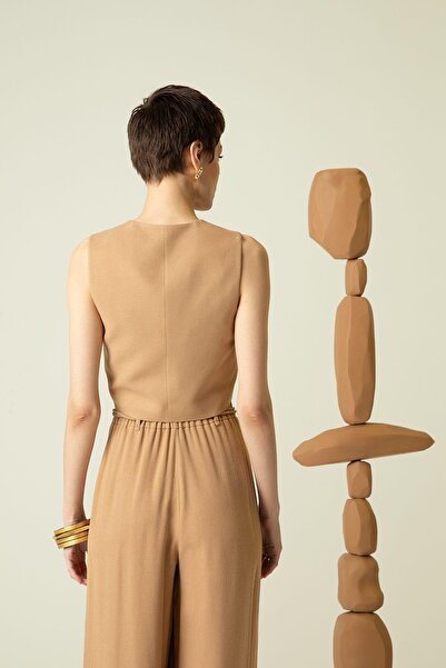 Rue Studio Καφέ αμάνικο γιλέκο με λαιμόκοψη V