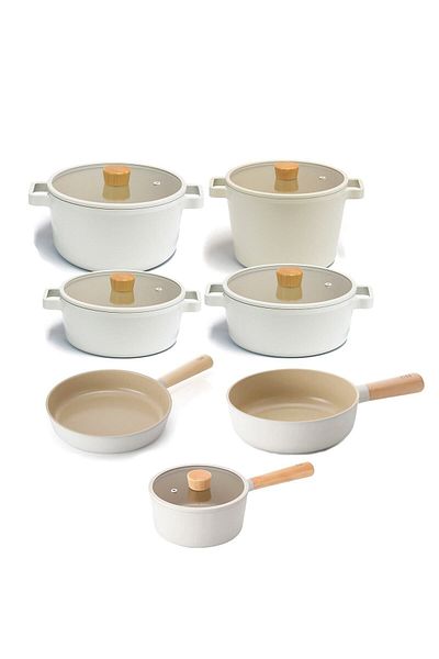 NEOFLAM Fika Aluminum Cast 12 Piece Cookware & Pan Set with Glass Lid 18s22k22d24k26d24t26w
