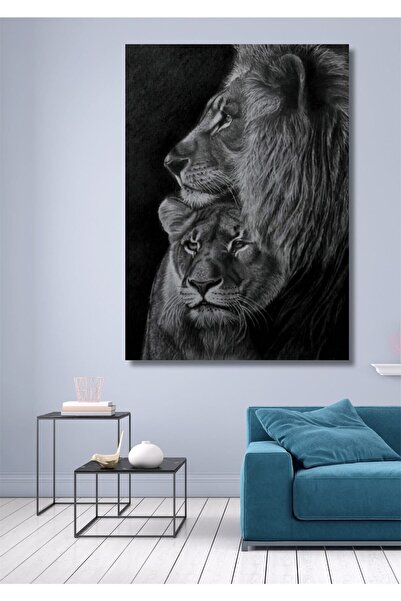 Şehzat Design Aslan Leopar Kanvas Tablo - Salon Oturma Yatak Odası Mutfak Ofi...
