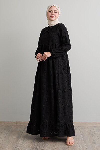 InStyle Embroidery Black Dress - Patterned and Tasseled