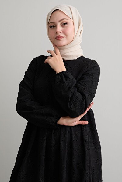 InStyle Embroidery Black Dress - Patterned and Tasseled