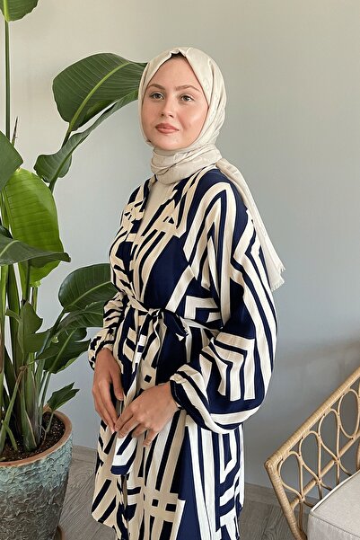 InStyle Námořnická modrá viskózová pruhovaná dvojitá sada