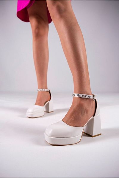 Ayakkabı Ateşi Wedding And Bridal Shoes White Skin Design Low Heel Wedding Shoes Sandy