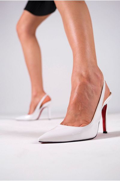 Ayakkabı Ateşi White Patent Leather Women's Heeled Special Design Shoes Stiletto Madison