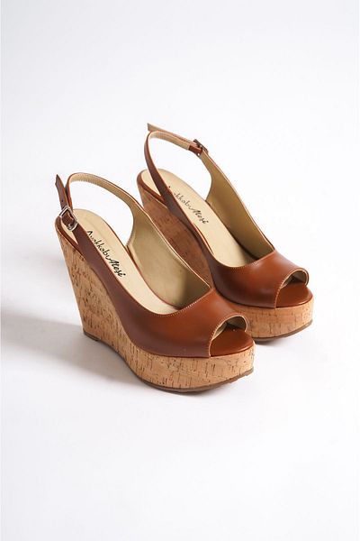 Ayakkabı Ateşi Mantara Tan Skin Wedge Heeled Γυναικεία Παπούτσια Kayla