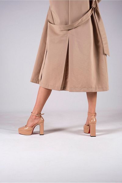 Ayakkabı Ateşi Nude Piele Lacuita Design Special Toc Mediu Pantofi De Dama Cu Toc Albina