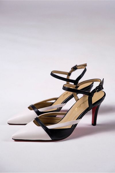 Ayakkabı Ateşi White and Black Women's Stiletto - Special Design Heeled Shoes