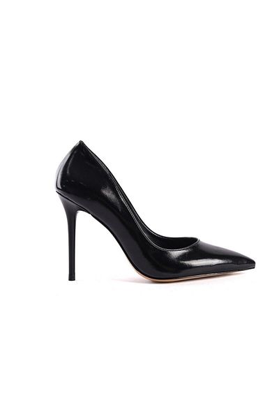 Ayakkabı Ateşi Piele lacuita neagra cu toc subtire varf ascutit Stiletto Osama pentru femei