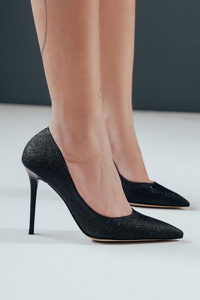 Ayakkabı Ateşi Negru argintiu toc subțire vârf ascuțit femei Stiletto Osama