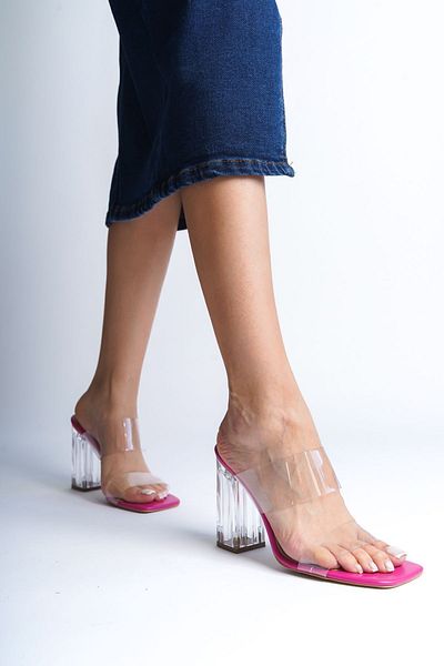 Ayakkabı Ateşi Fuchsia Skin Transparent Women's Transparent Heeled Shoes
