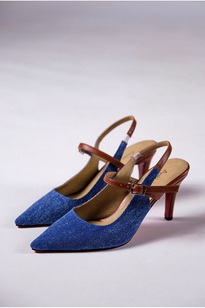 Ayakkabı Ateşi Denim - Pantofi cu toc pentru femei cu design special din piele bronzată Stiletto Zavos