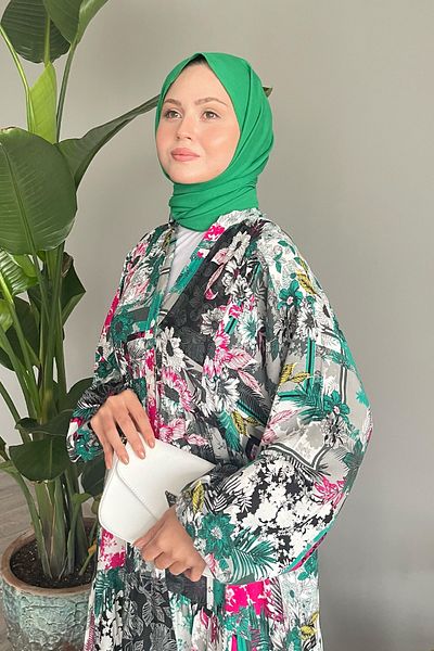 InStyle Φόρεμα Μαύρο Βισκόζη - Μπαλόνι με μοτίβο Lotus