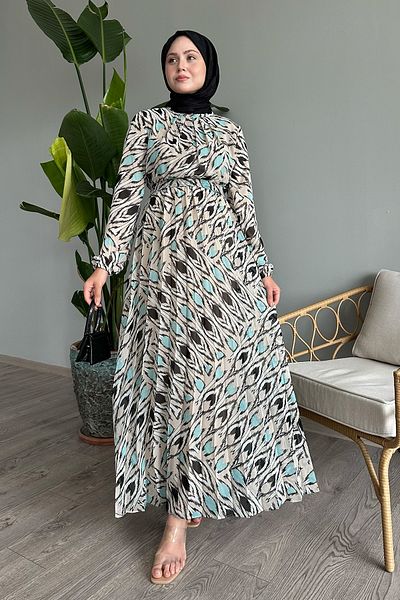 InStyle Rochie din șifon bej - model abstract cu pensulă