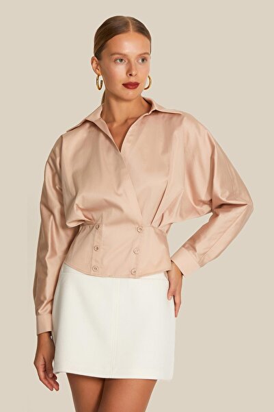 rue Düğme Detaylı Bej Gömlek