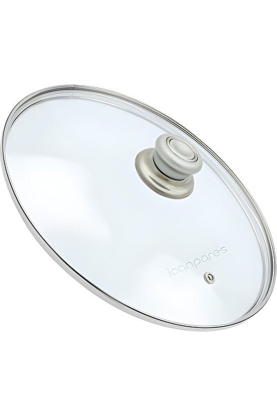 Doğuş Tencere Sahan Tava Cam Kapağı Buhar Delikli Kapak 26 Cm Ve Gri Tutma Tepesi