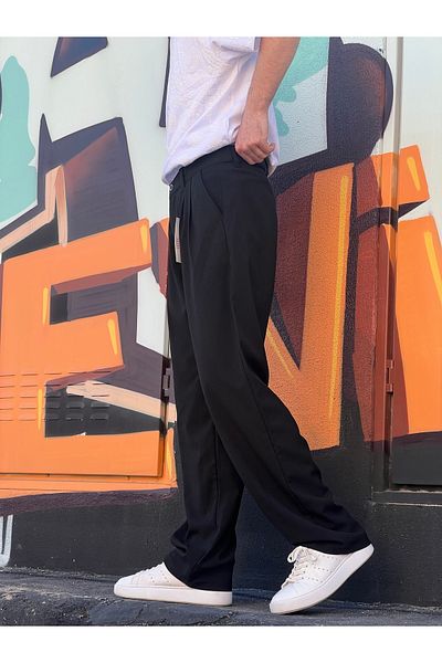 ElitWear Ανδρικό φαρδύ άνετο - πλισέ φαρδύ παντελόνι
